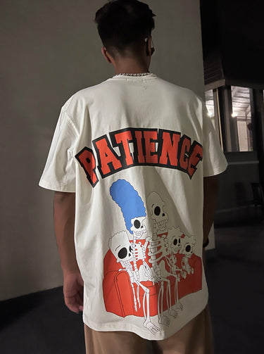 Patience Oversized Tee (T-shirt) Oversized T-shirt Burger Bae Free Size White