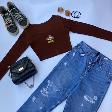 Pringle Princess Y2K Top Tops Burger Bae XS Coffee Brown