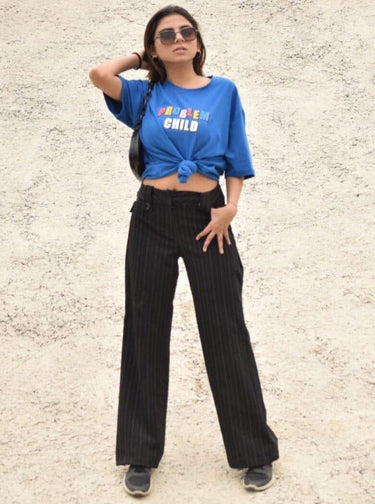 Problem Child Oversized Tee (T-shirt) Oversized T-shirt Burger Bae Free Size Cobalt Blue