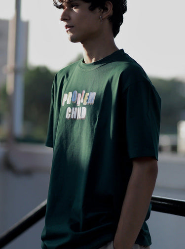 Problem Child Oversized Tee (T-shirt) Oversized T-shirt Burger Bae Free Size Bottle Green