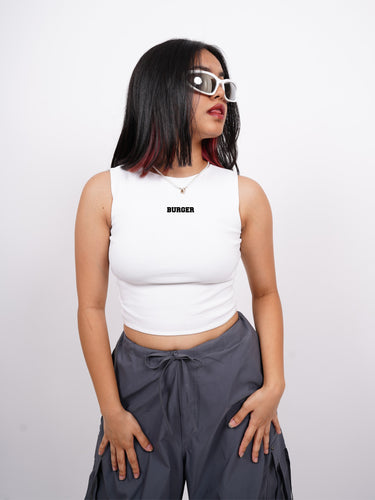 Minimal Burger Logo: Burger Bae Sleeveless Rachel Tank For Women