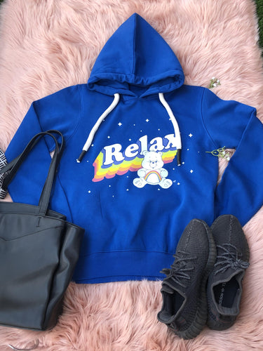 Relax Bear Hoodie Hoodies Burger Bae S Cobalt Blue