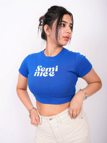 Semi Nice - Burger Bae Round Neck Crop Baby Tee - BurgerBae