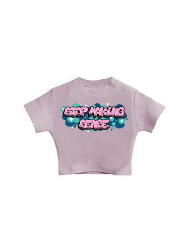 Stop Making Sense : Burger Bae Round Neck Crop Baby Tee For Women