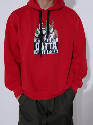 Straight Outta Northopole Hoodie For Men Hoodies Burger Bae S Red