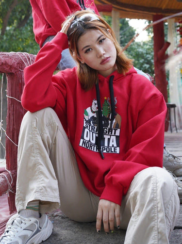 Straight Outta Northopole Hoodie For Women Sweatshirt Burger Bae S Red