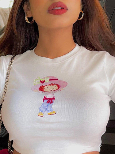 Strawberry Shortcake Baby Tee (T-shirt) Tops Burger Bae S White