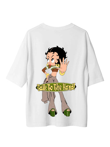 Betty Boop Talk To The Hand : Burger Bae Oversized Tee For Men and Women