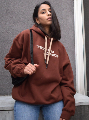 Techno Lover Hoodie Hoodies Burger Bae S Coffee Brown