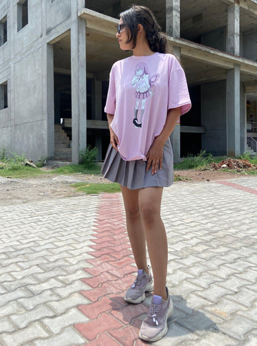 Tsuya Asui My Hero Academia Oversized Tee (T-shirt) Oversized T-shirt Burger Bae FreeSize Lilac