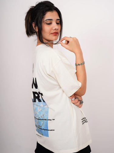 Van Gogh Collection: Almond Blossoms Drop-Sleeved Tee (Oversized) - BurgerBae