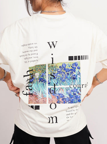 Van Gogh Collection: Irises Drop-Sleeved Tee (Oversized) - BurgerBae