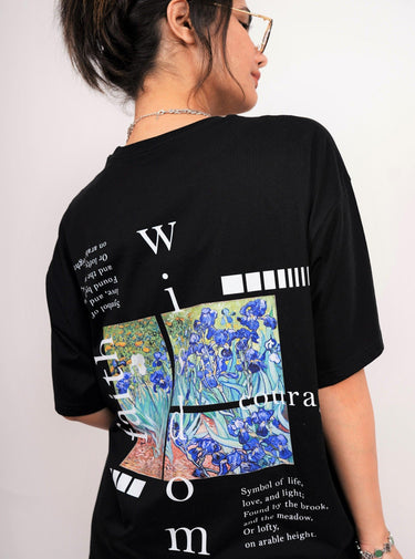 Van Gogh Collection: Irises Drop-Sleeved Tee (Oversized) - BurgerBae