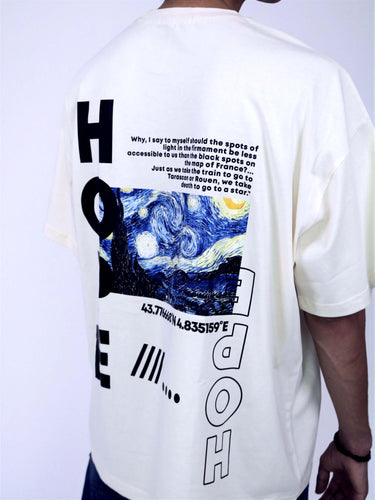 Van Gogh Collection: Starry Night Drop-Sleeved Tee (T-shirt) - BurgerBae