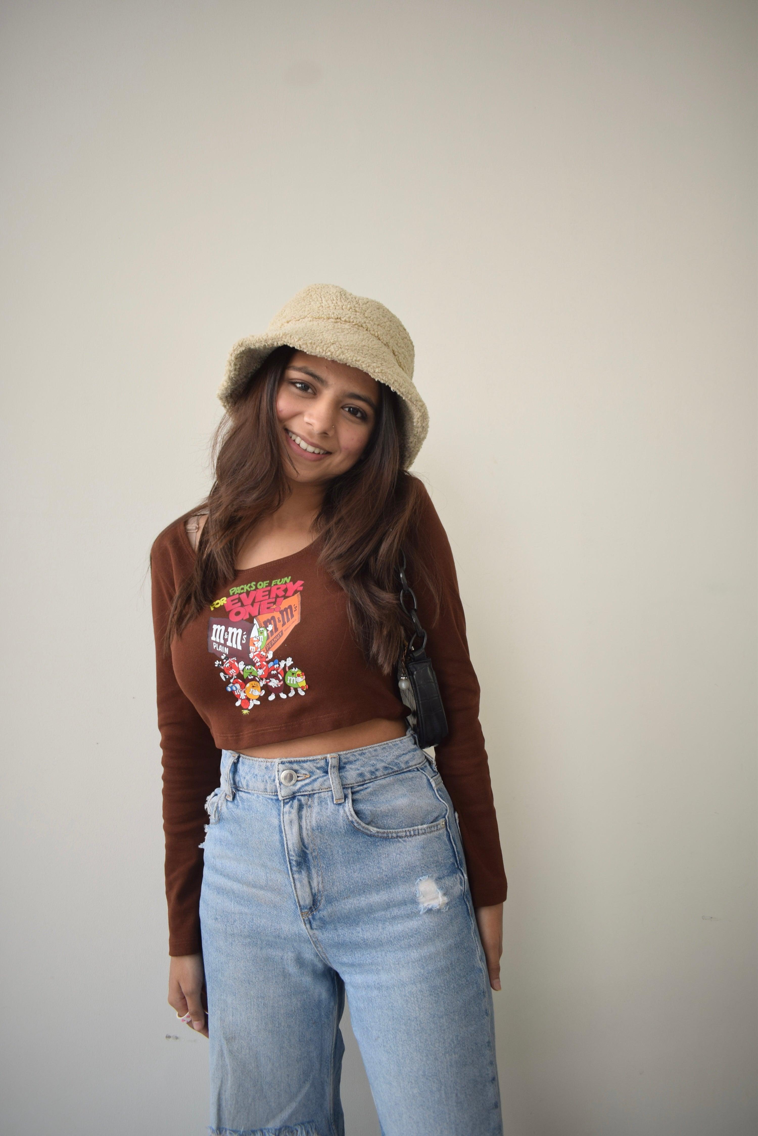 M&M Y2K Top Women Long Sleeve Round Neck Crop Top For Women