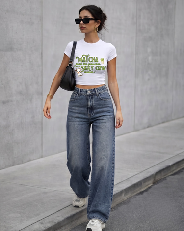 Sexy Cow Matcha It Girl Baby tee for Women