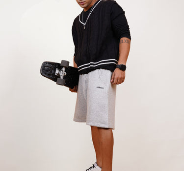 Melange Grey Adam relaxed fit sweat shorts for men And Women