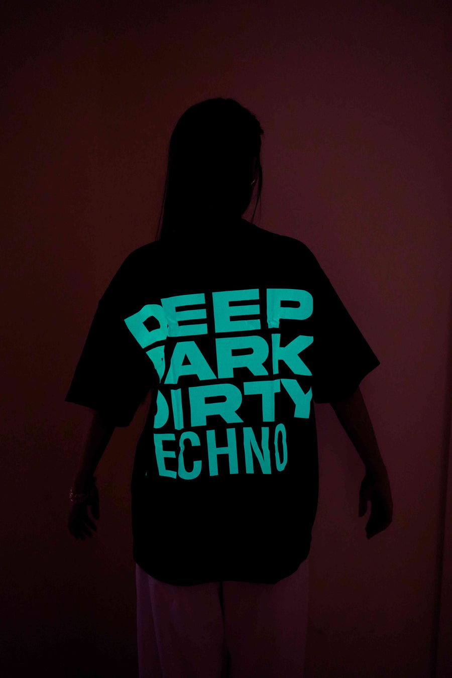Deep Dark Dirty Techno - Glow In Dark Oversized Unisex Tee