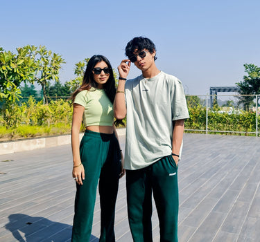 Irish Track Pants Bottle Green (MID RISE BAGGY FIT) For Men And Women