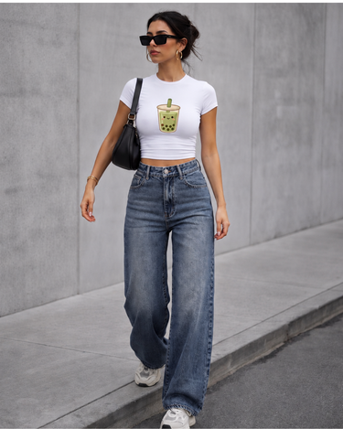 Bubble tea Matcha It Girl Baby tee for Women