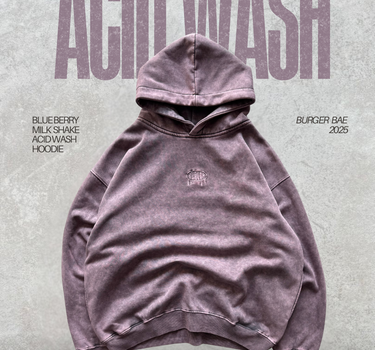Blue Berry MilkShake Acid Wash Hoodie