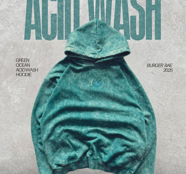 Green Ocean Acid Wash Hoodie