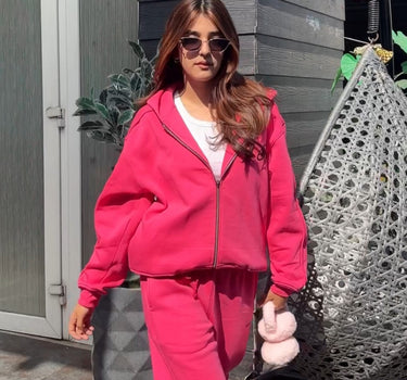 Barcelona Heavyweight Oversized Zip:Through Hoodie Jacket For Women