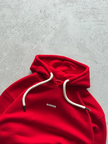Red : Ye Burger Logo Heavyweight Baggy Hoodie For Men and Women