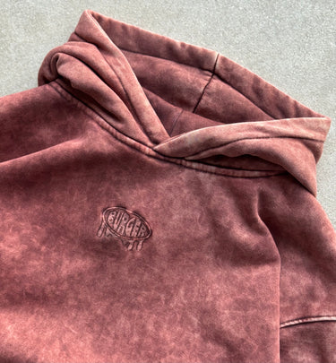 Red Wood Acid Wash Hoodie