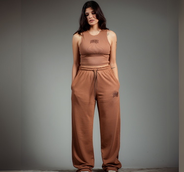 Mocha Mousse : Irish Track Pants (MID RISE REGULAR FIT) For Men And Women