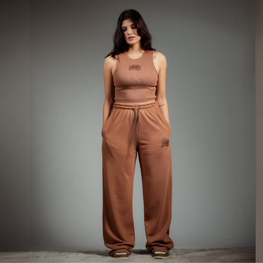 Mocha Mousse : Irish Track Pants (MID RISE REGULAR FIT) For Men And Women