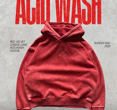 Red Velvet Cheese Cake Acid Wash Hoodie