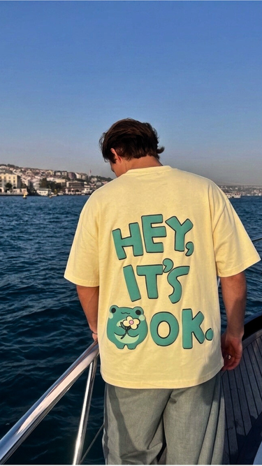 Hey It's Ok : Drop:Sleeved Tee For Men and Women