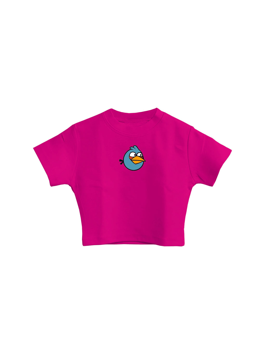 Angry Bird The Blues - Burger Bae Round Neck Crop Baby Tee