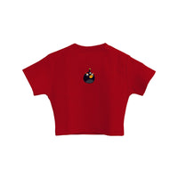 Angry Bird Bomb - Burger Bae Round Neck Crop Baby Tee For Women