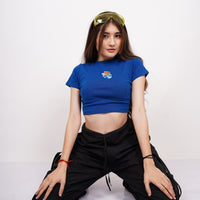 Angry Bird (Willow) - Burger Bae Round Neck Crop Baby Tee For Women