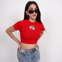 Angry Bird (Willow) - Burger Bae Round Neck Crop Baby Tee For Women
