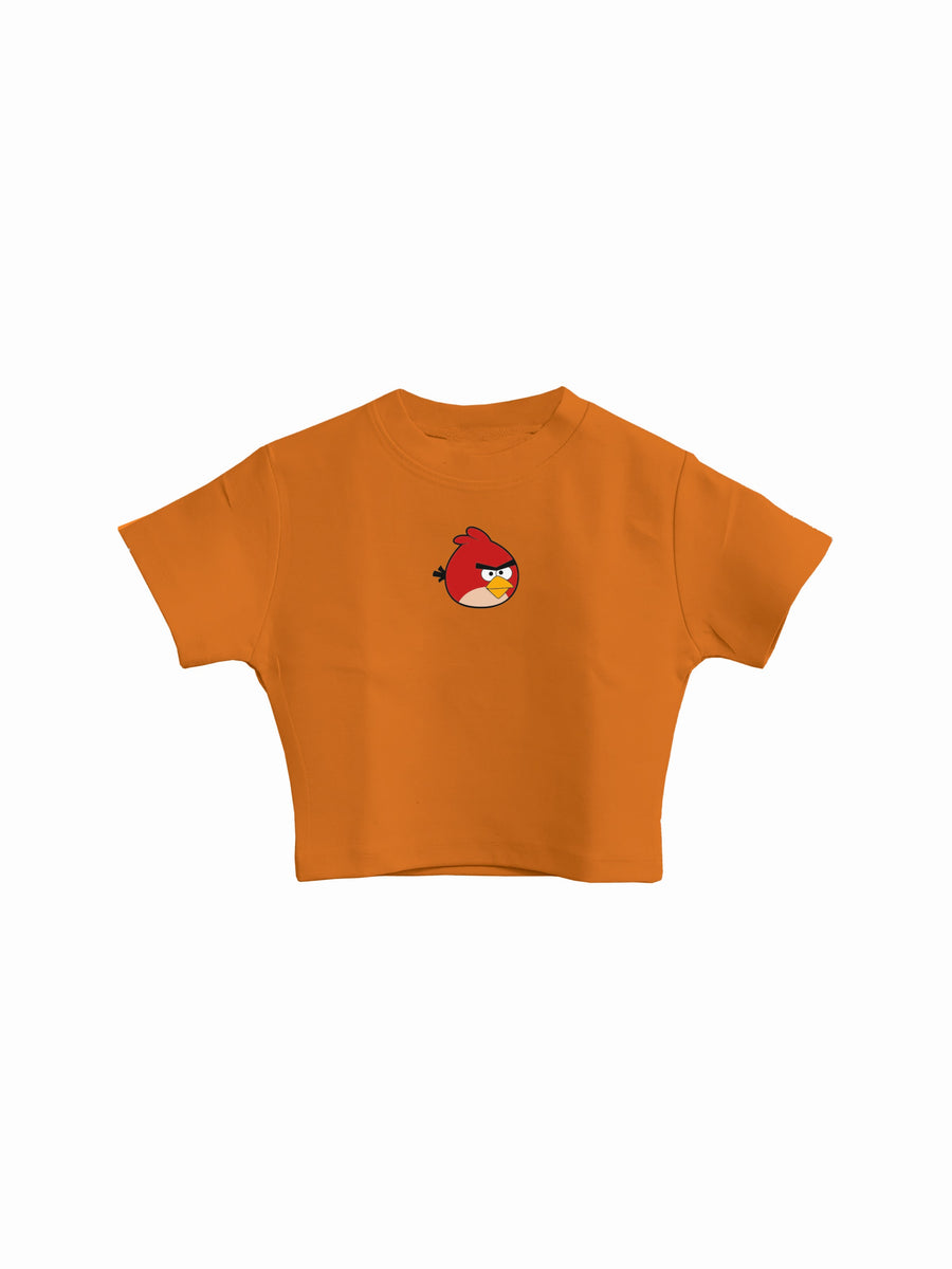 Angry Bird (Terence) - Burger Bae Round Neck Crop Baby Tee