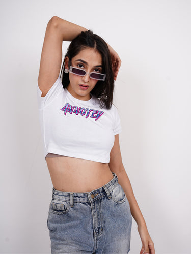 Annoyed : Burger Bae Round Neck Crop Baby Tee For Women