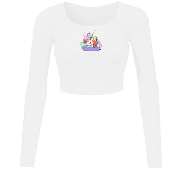 BT21 Friends : Burger Bae Round Neck Y2k Top For Women