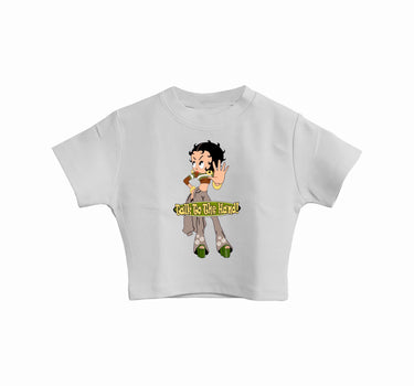Betty Boop Talk To The Hand : Burger Bae Round Neck Crop Baby Tee For Women