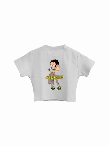 Betty Boop Talk To The Hand : Burger Bae Round Neck Crop Baby Tee For Women