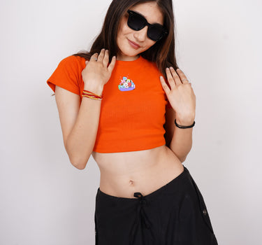 BT21 Friends : Burger Bae Round Neck Crop Baby Tee For Women