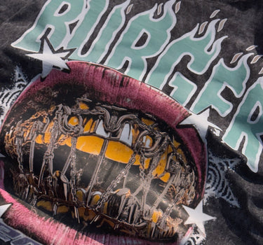 Ripped Burger Acid Wash Drop Sleeved Tee for Men & Women