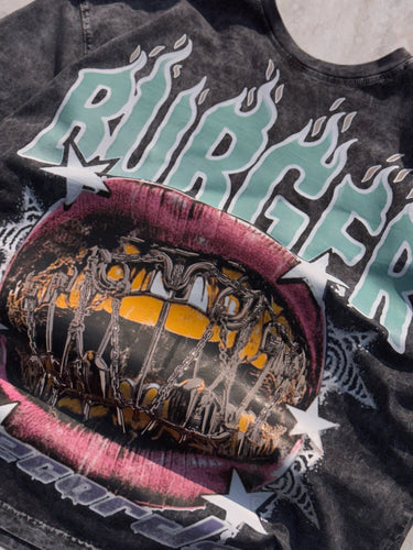 Ripped Burger Acid Wash Drop Sleeved Tee for Men & Women