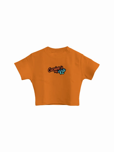 Cocaine is my Keto : Burger Bae Round Neck Crop Baby Tee For Women