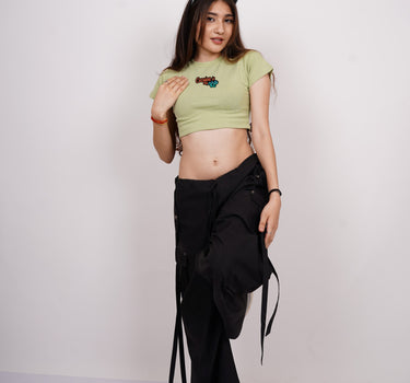 Cocaine is my Keto : Burger Bae Round Neck Crop Baby Tee For Women