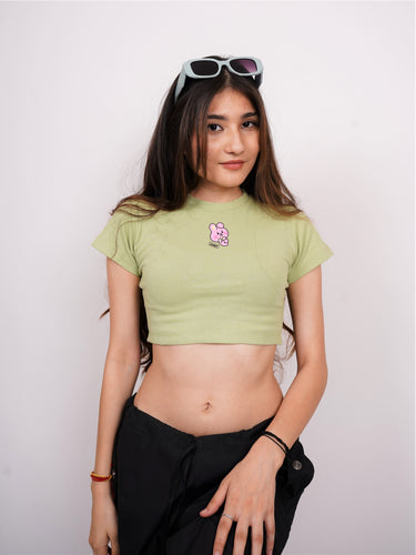 Cooky Bt21 : Burger Bae Round Neck Crop Baby Tee For Women