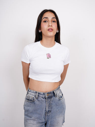 Cooky Bt21 : Burger Bae Round Neck Crop Baby Tee For Women
