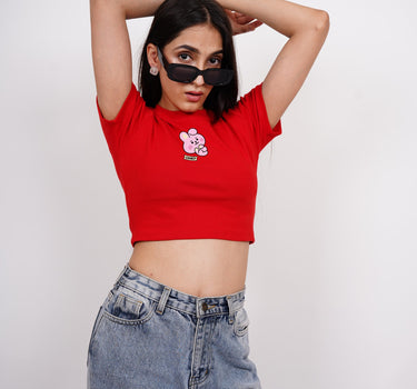 Cooky Bt21 : Burger Bae Round Neck Crop Baby Tee For Women